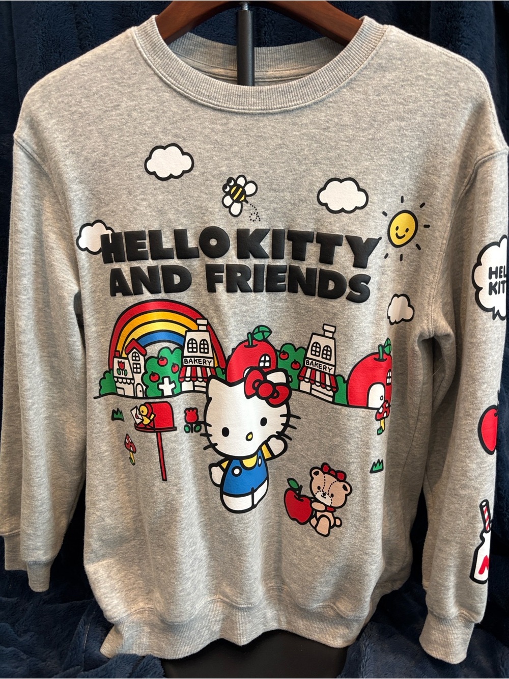 Hello Kitty & Friends Sanrio Graphic Sweatshirt Gray Juniors XS Hybrid Apparel